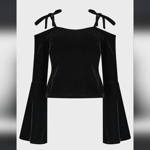 Killstar Black Velvet Cold Shoulder Top